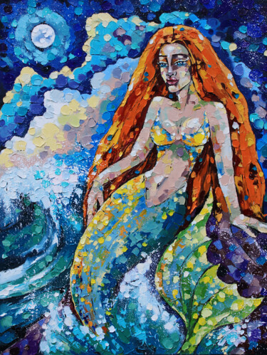 Painting titled "Mermaid of the sea…" by Anna Startseva, Original Artwork, Oil