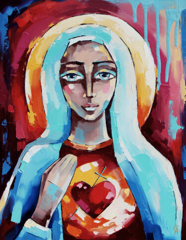 Malerei mit dem Titel "Virgin Mary of Chri…" von Anna Startseva, Original-Kunstwerk, Öl