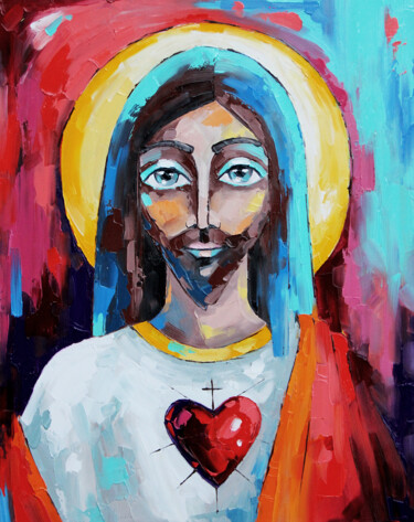 Pittura intitolato "Jesus Christmas. Ca…" da Anna Startseva, Opera d'arte originale, Olio