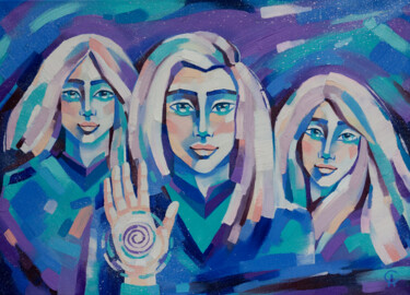 Painting titled "Pleiadians. Ashtar…" by Anna Startseva, Original Artwork, Oil