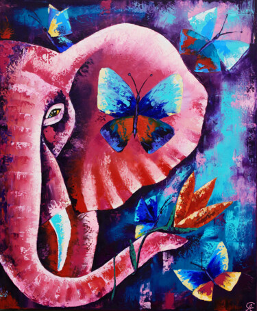 Schilderij getiteld "Elephant dreamer. K…" door Anna Startseva, Origineel Kunstwerk, Olie