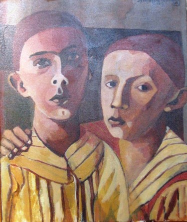 Peinture intitulée "Deux frères" par Anna Synoradzka, Œuvre d'art originale, Huile