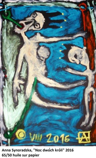 Peinture intitulée "La nuit de deux rois" par Anna Synoradzka, Œuvre d'art originale, Huile