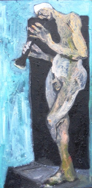 Peinture intitulée "Le musicien nu" par Anna Synoradzka, Œuvre d'art originale, Acrylique