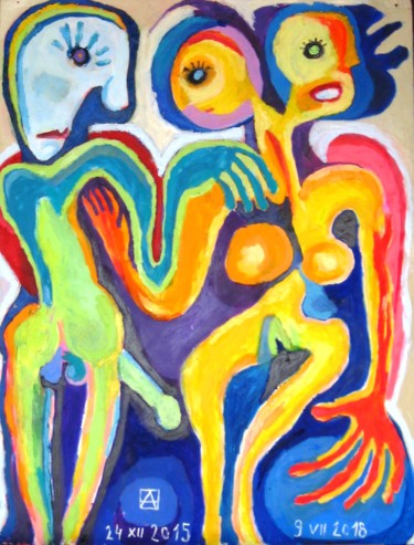 Peinture intitulée "PIERWSZE KOTY" par Anna Synoradzka, Œuvre d'art originale, Huile