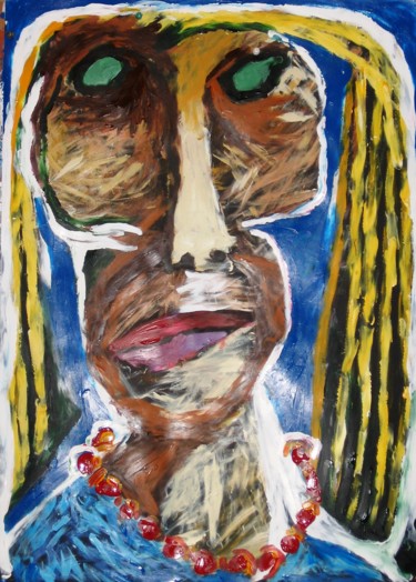 Peinture intitulée "Femme au collier ro…" par Anna Synoradzka, Œuvre d'art originale, Huile