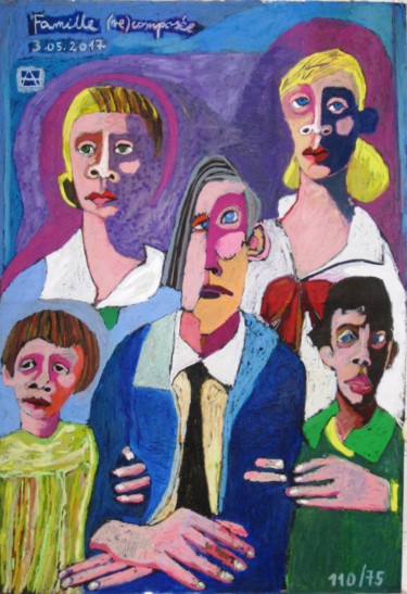 Dessin intitulée "Famille (re)composé…" par Anna Synoradzka, Œuvre d'art originale, Pastel