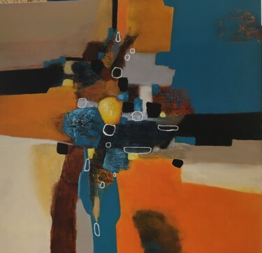 Картина под названием "Graphisme" - Anna Tanguy, Подлинное произведение искусства, Акрил Установлен на Деревянная рама для н…