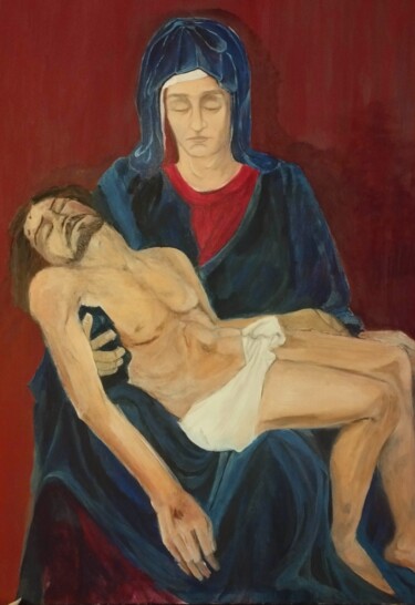 Peinture intitulée "Pieta 2" par Anna Teluk-Lenkiewicz, Œuvre d'art originale, Tempera