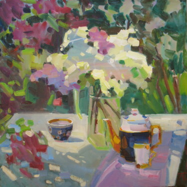 Painting titled "In the shade of a l…" by Anna Trachuk, Original Artwork, Oil Mounted on Wood Stretcher frame
