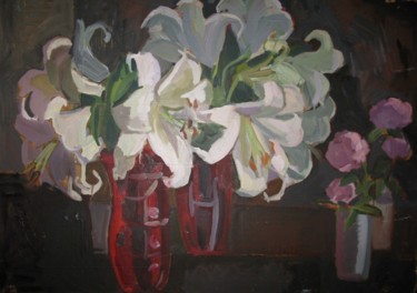 Peinture intitulée "White lilies" par Anna Trigub, Œuvre d'art originale, Huile