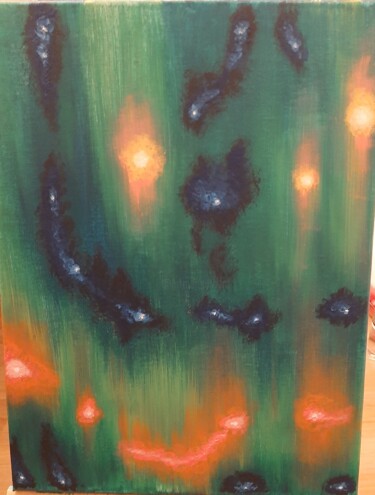 Painting titled "Flares" by Anna Tupikina, Original Artwork, Acrylic Mounted on Wood Stretcher frame