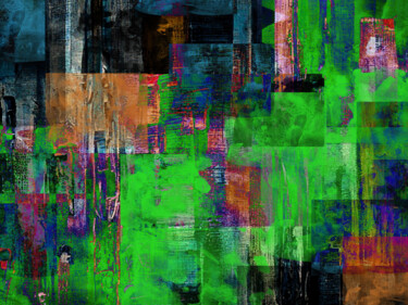 Digitale Kunst mit dem Titel "Green cityscape. St…" von Anna Vaasi, Original-Kunstwerk, Digitale Malerei