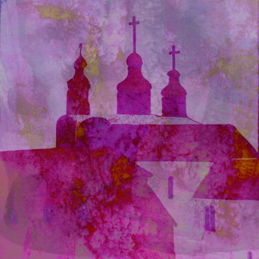 Digital Arts titled "Old Town Church by…" by Anna Vaasi, Original Artwork, Digital Painting