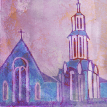 Digital Arts titled "Churches ensemble i…" by Anna Vaasi, Original Artwork, Digital Painting
