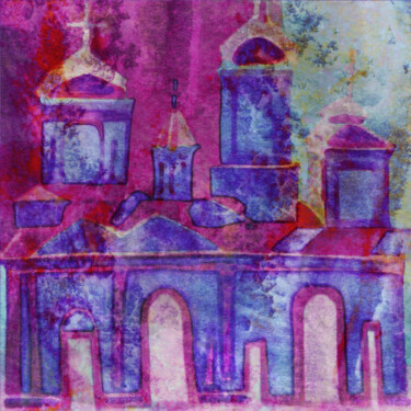 Digital Arts titled "Church in Old Town…" by Anna Vaasi, Original Artwork, Digital Painting