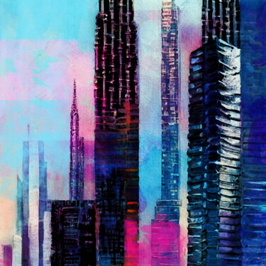 Digitale Kunst getiteld "Big city is awaking…" door Anna Vaasi, Origineel Kunstwerk, Digitaal Schilderwerk