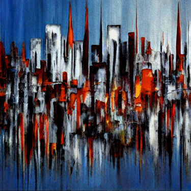 Digital Arts titled "Big City and calm w…" by Anna Vaasi, Original Artwork, Digital Painting
