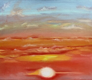 Painting titled "White sunset - Phil…" by Anna Valentina Kalmykova, Original Artwork, Oil