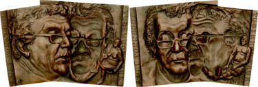 Sculptuur getiteld ""Kurt Vonnegut"" door Anna Wątróbska, Origineel Kunstwerk, Bronzen