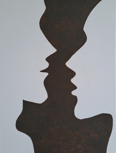 Painting titled "Gray on Brown" by Anna Werth, Original Artwork, Acrylic