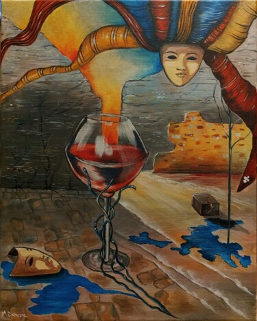 Malerei mit dem Titel "Noc w Wenecji" von Anna Zadrożna, Original-Kunstwerk, Acryl