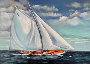 Painting titled "Tailwind" by Anna Zhdanyuk, Original Artwork, Oil Mounted on Wood Stretcher frame