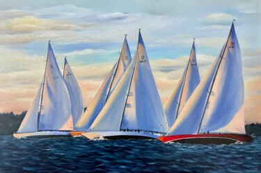 Malerei mit dem Titel "12 metre class" von Anna Zhdanyuk, Original-Kunstwerk, Öl