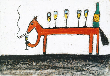 Dessin intitulée "Buffet horse on a s…" par Anna Zhuleva, Œuvre d'art originale, Pastel
