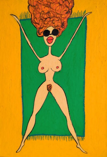 Desenho intitulada "Ginger on the beach" por Anna Zhuleva, Obras de arte originais, Pastel