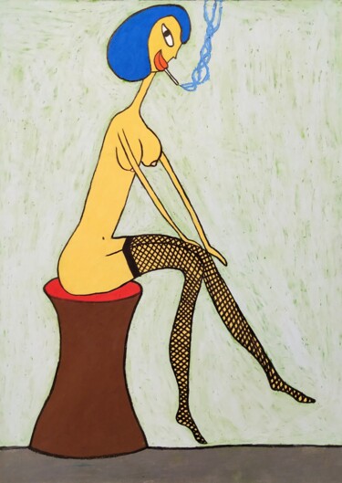 Desenho intitulada "Naive lady" por Anna Zhuleva, Obras de arte originais, Pastel