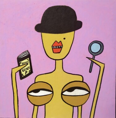 Dessin intitulée "My tits love detect…" par Anna Zhuleva, Œuvre d'art originale, Pastel