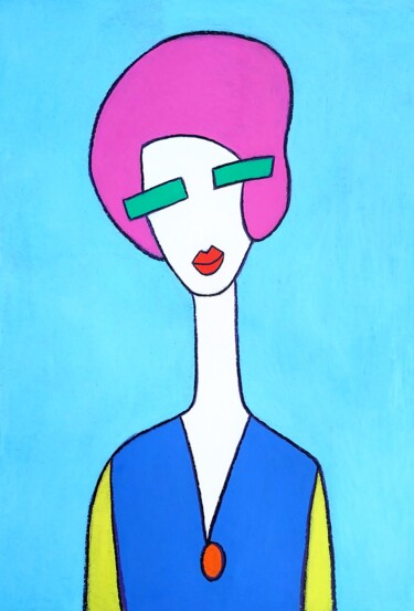 Dessin intitulée "POP ART MODIGLIANI…" par Anna Zhuleva, Œuvre d'art originale, Pastel
