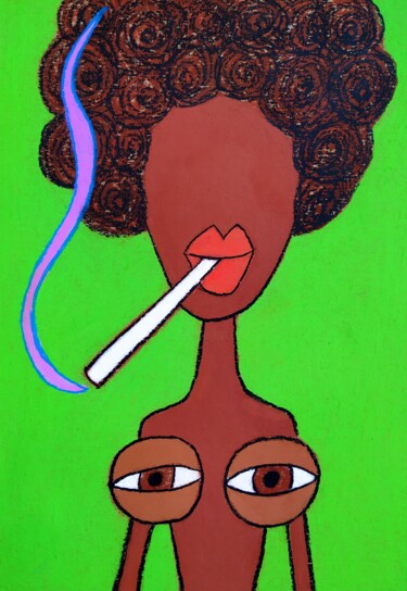 Dessin intitulée "MY TITS LOVE SALAD…" par Anna Zhuleva, Œuvre d'art originale, Pastel