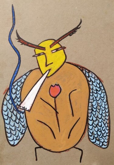 Disegno intitolato "The Dating Bug" da Anna Zhuleva, Opera d'arte originale, Pastello