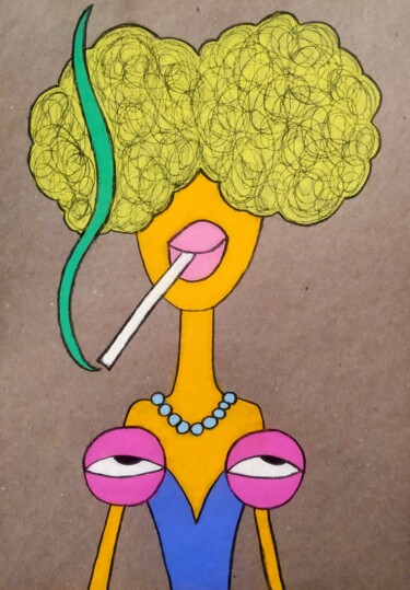 Disegno intitolato "My tits love carrot…" da Anna Zhuleva, Opera d'arte originale, Pastello