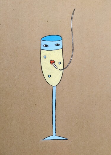 Tekening getiteld "Champagne" door Anna Zhuleva, Origineel Kunstwerk, Pastel