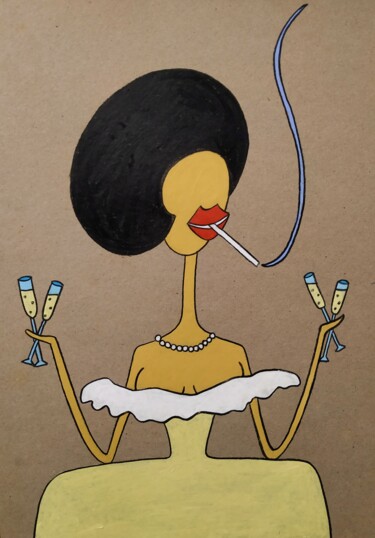 Рисунок под названием "Madame Champagne" - Анна Жулева, Подлинное произведение искусства, Пастель
