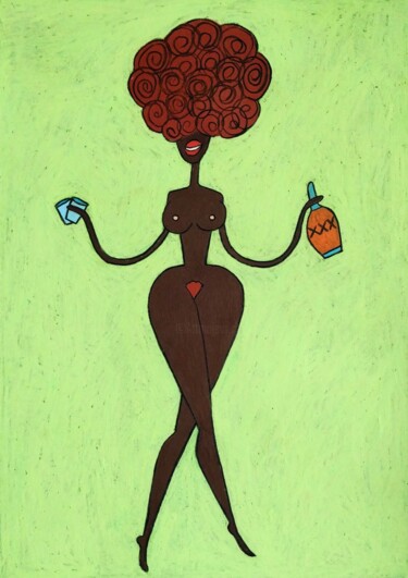 Tekening getiteld "Nude with rom" door Anna Zhuleva, Origineel Kunstwerk, Pastel