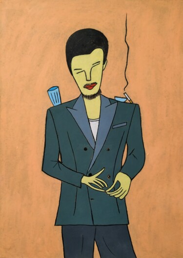 Zeichnungen mit dem Titel "The man with the lo…" von Anna Zhuleva, Original-Kunstwerk, Pastell