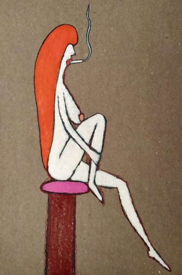 Disegno intitolato "Nude with beautiful…" da Anna Zhuleva, Opera d'arte originale, Pastello