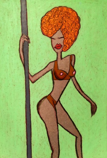 Dibujo titulada "Strip lady" por Anna Zhuleva, Obra de arte original, Pastel