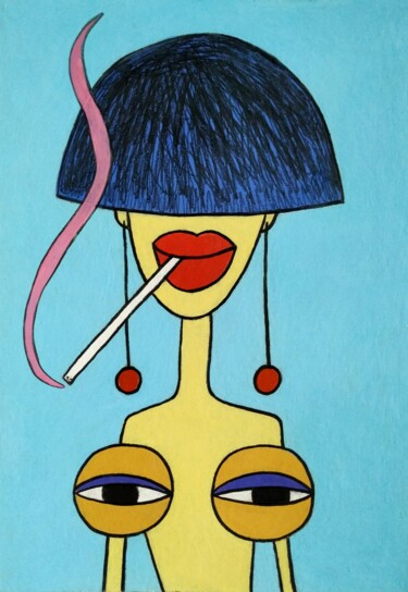 Dibujo titulada "My tits are cool" por Anna Zhuleva, Obra de arte original, Pastel