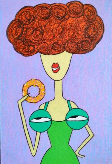 Tekening getiteld "My tits love donuts" door Anna Zhuleva, Origineel Kunstwerk, Pastel