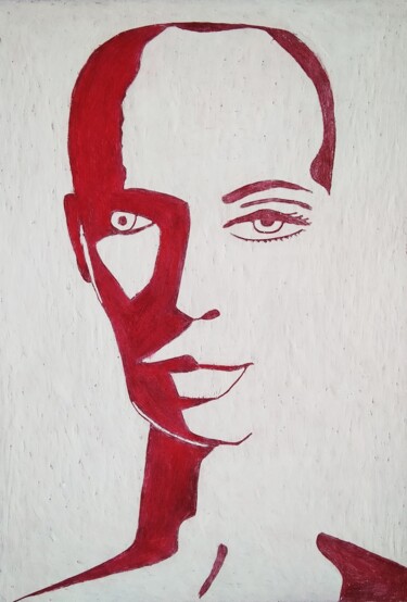 Desenho intitulada "Red portrait" por Anna Zhuleva, Obras de arte originais, Pastel