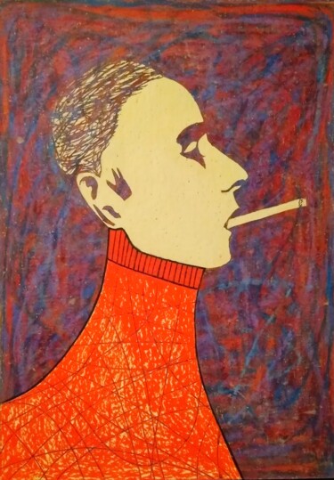 Zeichnungen mit dem Titel "Boy in red" von Anna Zhuleva, Original-Kunstwerk, Pastell