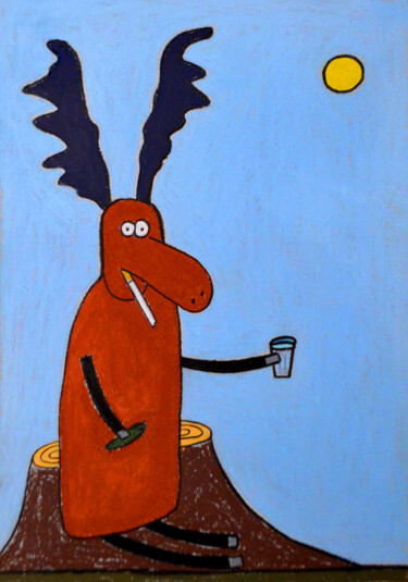 Рисунок под названием "Elk. Vodka. Cucumbe…" - Анна Жулева, Подлинное произведение искусства, Пастель