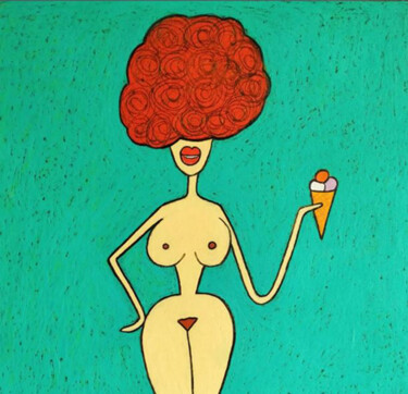 Arte digitale intitolato "Nude with ice cream" da Anna Zhuleva, Opera d'arte originale, Collage digitale