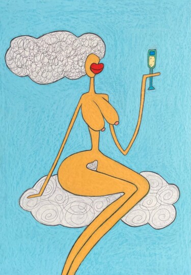 Цифровое искусство под названием "Orange lady in the…" - Анна Жулева, Подлинное произведение искусства, Цифровой коллаж