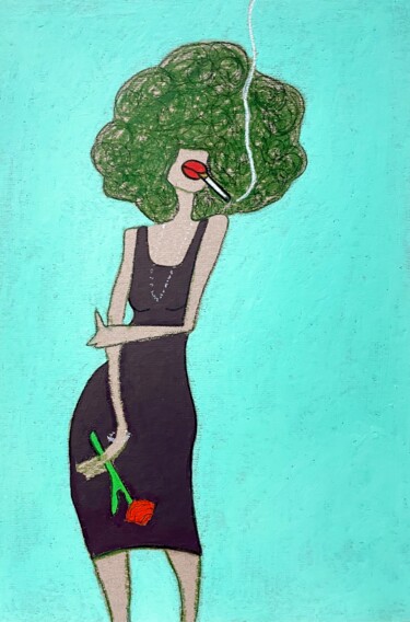 Digital Arts titled "Girl with flower" by Anna Zhuleva, Original Artwork, Digital Collage